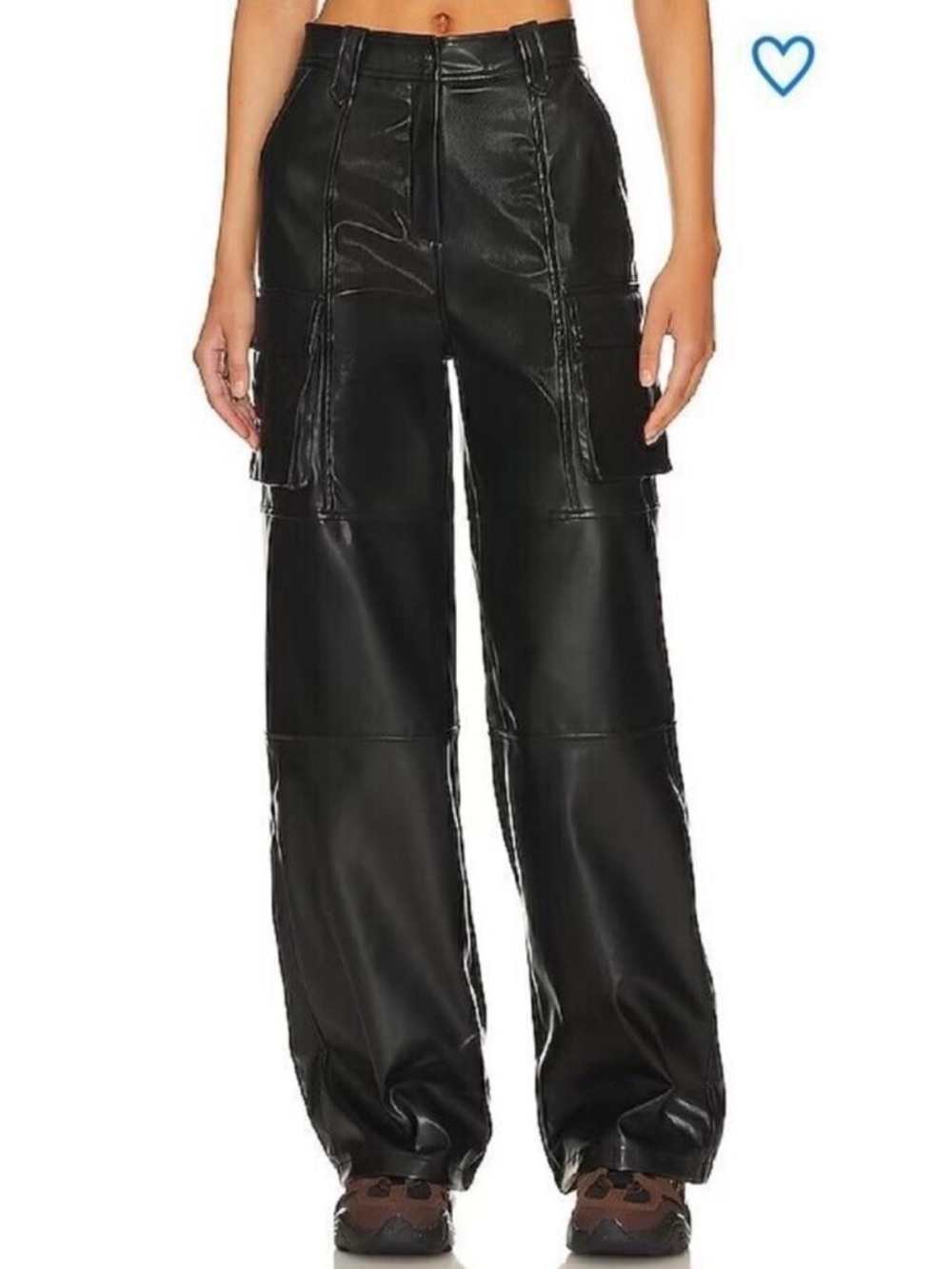 SUPERDOWN Wide Leg Faux Leather Cargo Pants - Black Halley Pants